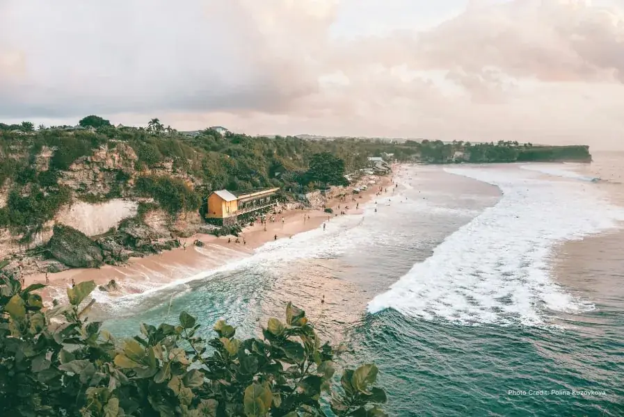 Balangan Beach from the cliff at golden hour
